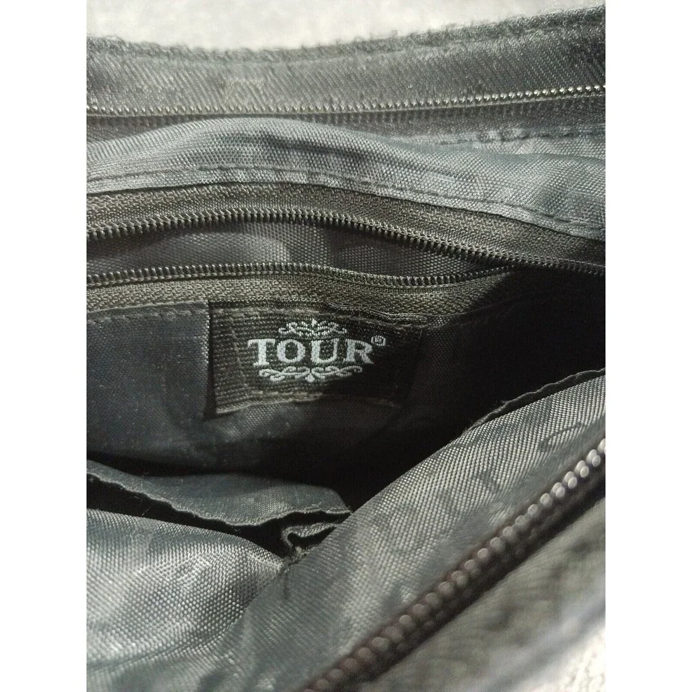 Tour Paris France All Black All Over Print Black Shoulder Sling Purse Adjustable